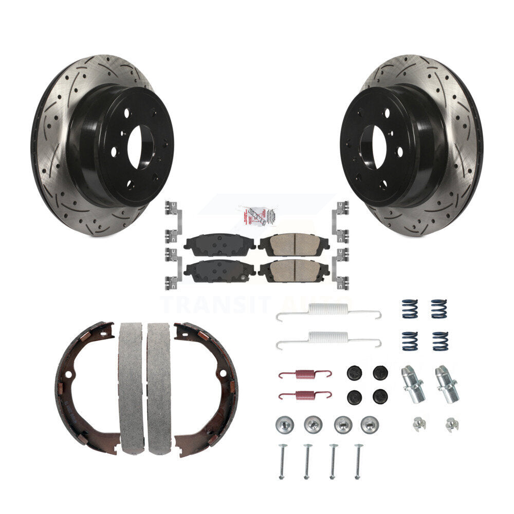 Disque arrière, Rotors percés et fendus, plaquettes en céramique, Kit de quincaillerie pour chaussures de stationnement pour