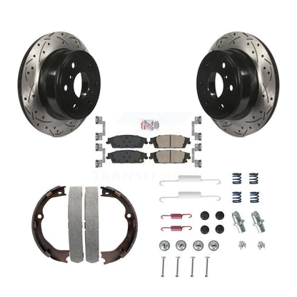 Disque arrière, Rotors percés et fendus, plaquettes en céramique, Kit de quincaillerie pour chaussures de stationnement pour