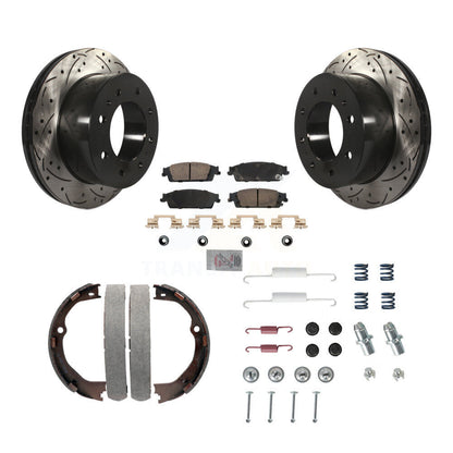 Disque arrière, Rotors percés et fendus, plaquettes en céramique, Kit de quincaillerie pour chaussures de stationnement pour