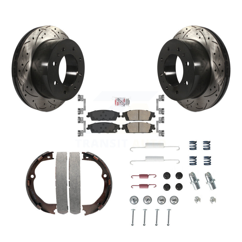 Disque arrière, Rotors percés et fendus, plaquettes en céramique, Kit de quincaillerie pour chaussures de stationnement pour