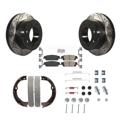 Disque arrière, Rotors percés et fendus, plaquettes en céramique, Kit de quincaillerie pour chaussures de stationnement pour