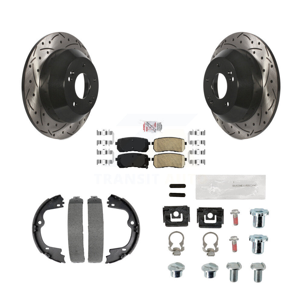 Disque arrière, Rotors percés et fendus, plaquettes en céramique, Kit de quincaillerie pour chaussures de stationnement pour