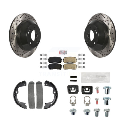 Disque arrière, Rotors percés et fendus, plaquettes en céramique, Kit de quincaillerie pour chaussures de stationnement pour