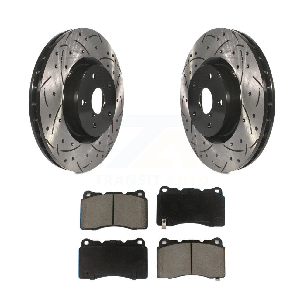 Rotor de frein à disque à fente avant percée et Kit de plaquettes en céramique pour Subaru Impreza WRX ST