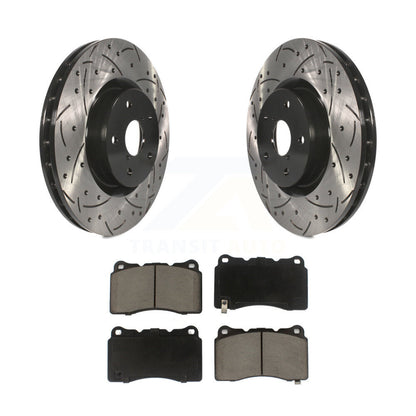 Rotor de frein à disque à fente avant percée et Kit de plaquettes en céramique pour Subaru Impreza WRX ST