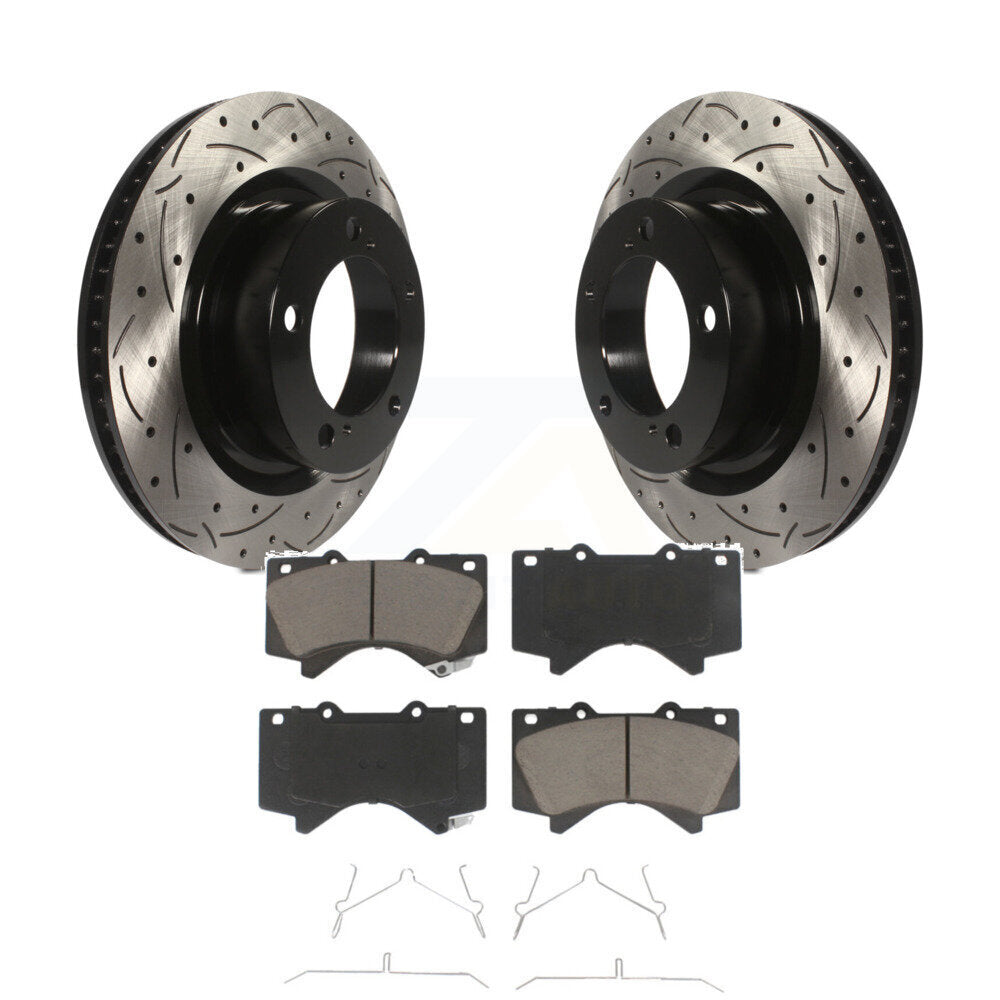 Rotor de frein à fente avant percé et Kit de plaquettes en céramique pour Toyota Tundra Sequoia Lexu