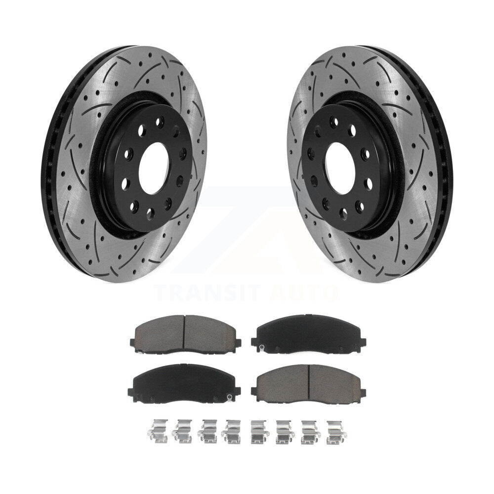 Kit de plaquettes en céramique pour rotors de frein à disque à fente avant percée pour Jeep Wrangler Gladiato