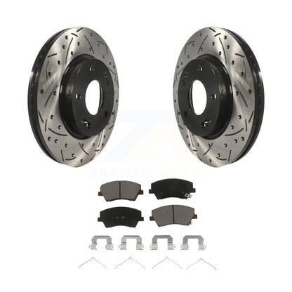 Rotor de frein à disque à fente percée avec revêtement avant et Kit de plaquettes en céramique pour Hyundai Elantr