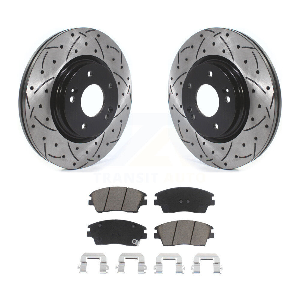 Kit de plaquettes en céramique pour Rotor de frein à disque, fente de perçage avant, pour Hyundai Elantra Tucson Ki