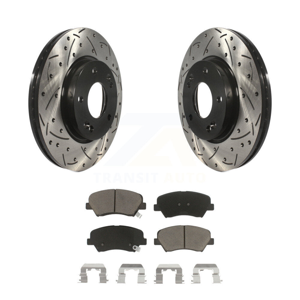 Kit de plaquettes de frein en céramique, Rotors de frein à fente avant percés pour Hyundai Elantra GT Kia Fort