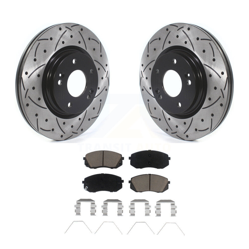 Kit de plaquettes de frein en céramique, Rotor de frein à fente avant percé, pour Hyundai Kona Kia Seltos Fort