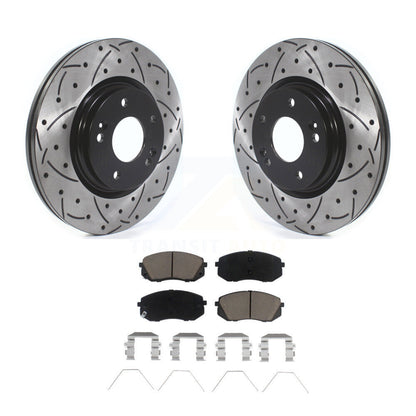Kit de plaquettes de frein en céramique, Rotor de frein à fente avant percé, pour Hyundai Kona Kia Seltos Fort