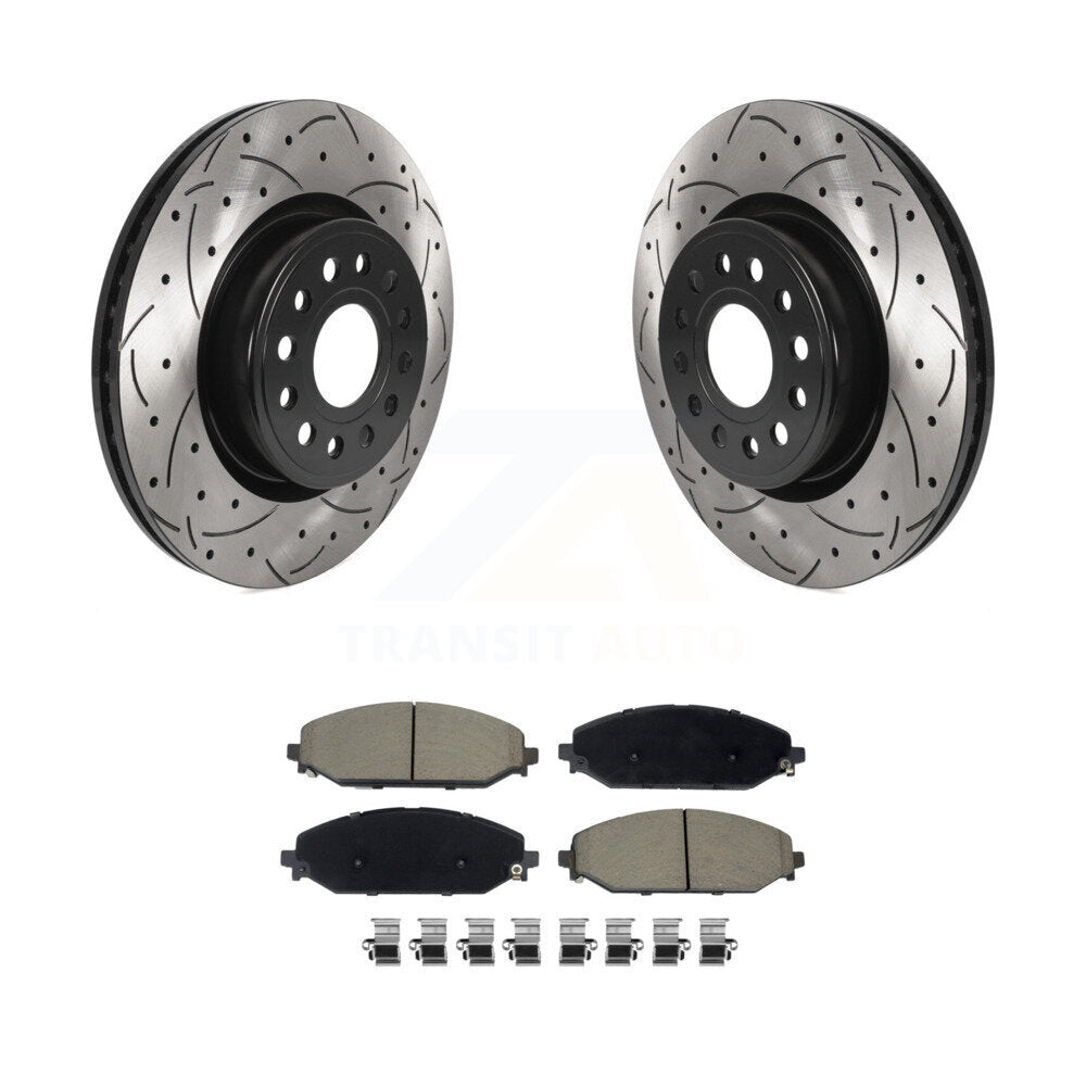 Rotors de frein à disque fendus percés à revêtement avant et kit de plaquettes en céramique pour Ram 150