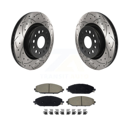 Rotors de frein à disque fendus percés à revêtement avant et kit de plaquettes en céramique pour Ram 150