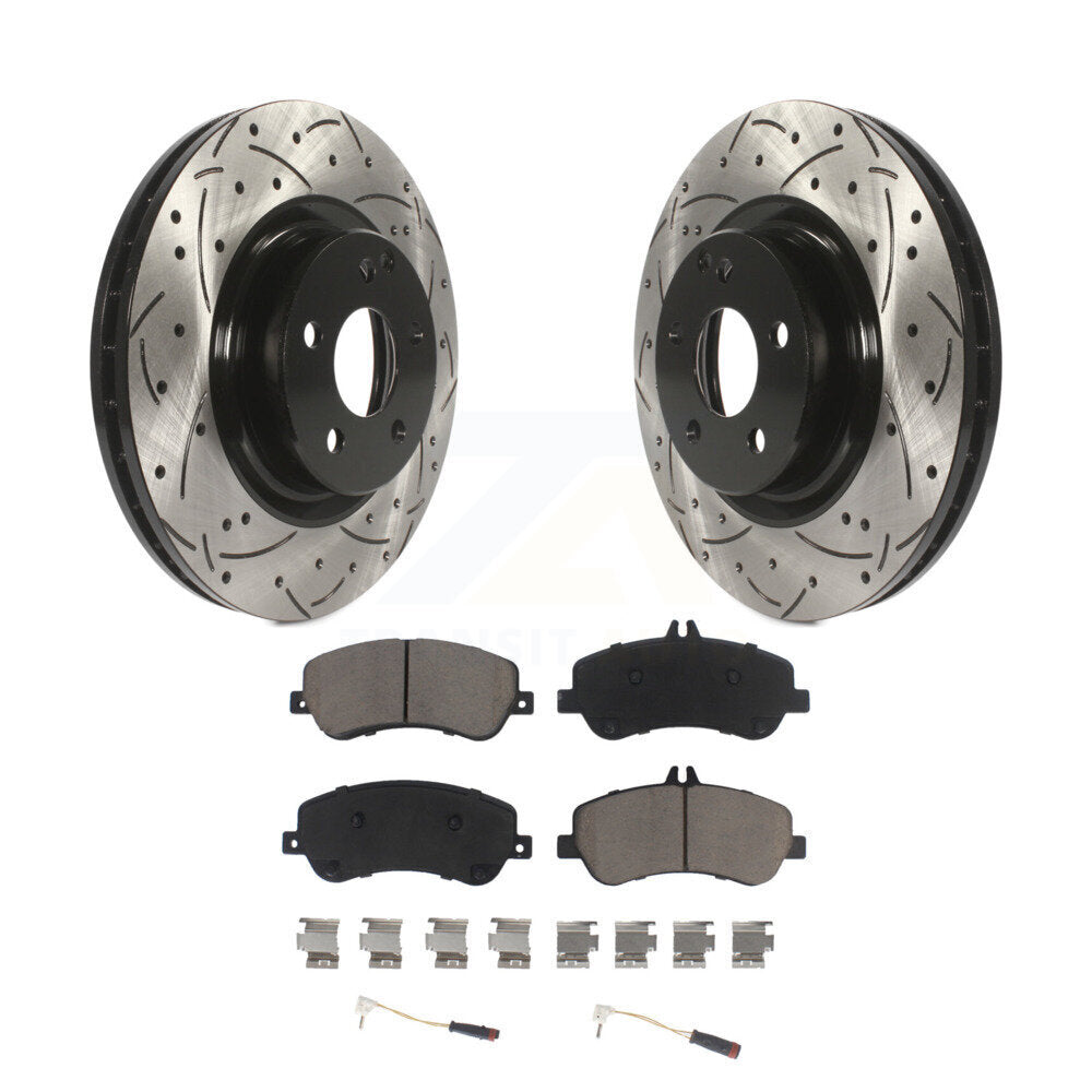 Rotor de frein à fente percée avant et Kit de plaquettes en céramique pour Mercedes-Benz GLK350 GLK25