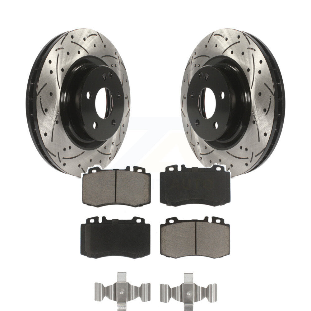 Rotor de frein à fente percée avant et Kit de plaquettes en céramique pour Mercedes-Benz CLS550 CLS50