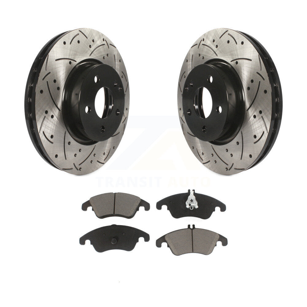 Kit de plaquettes de frein en céramique, Rotors de frein à fente avant percés pour Mercedes-Benz C300 E350 C35