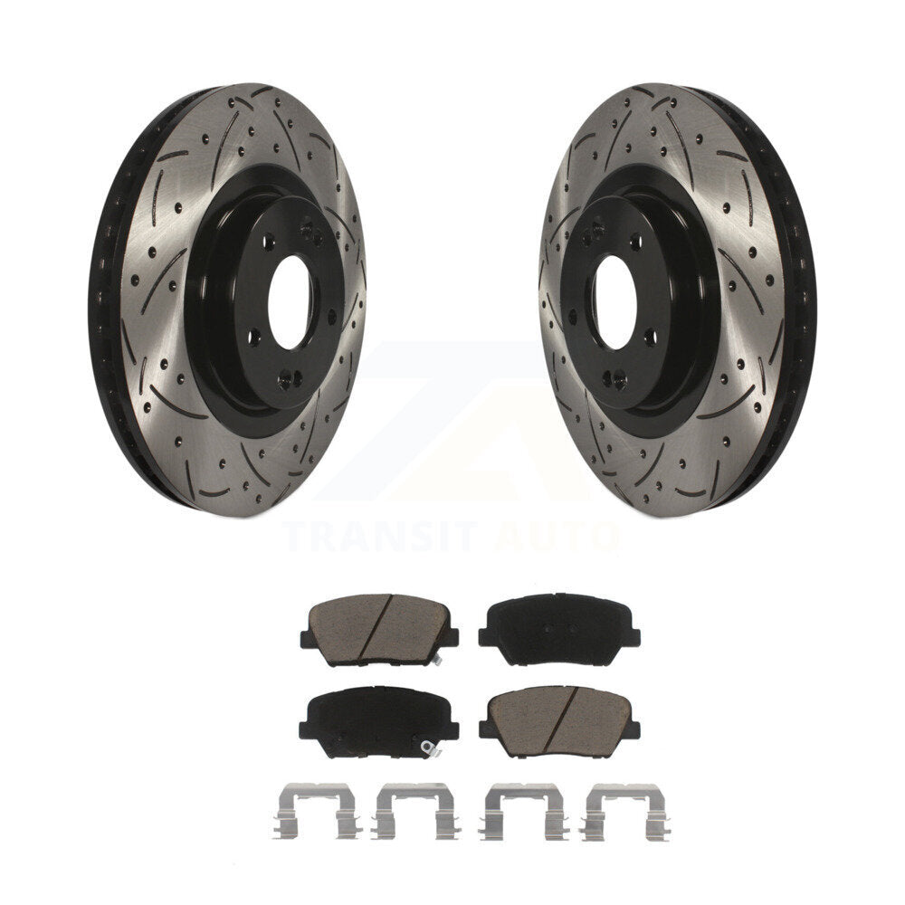 Kit de plaquettes de frein en céramique, Rotors de frein à fente avant percés pour Kia Sorento Hyundai Santa F