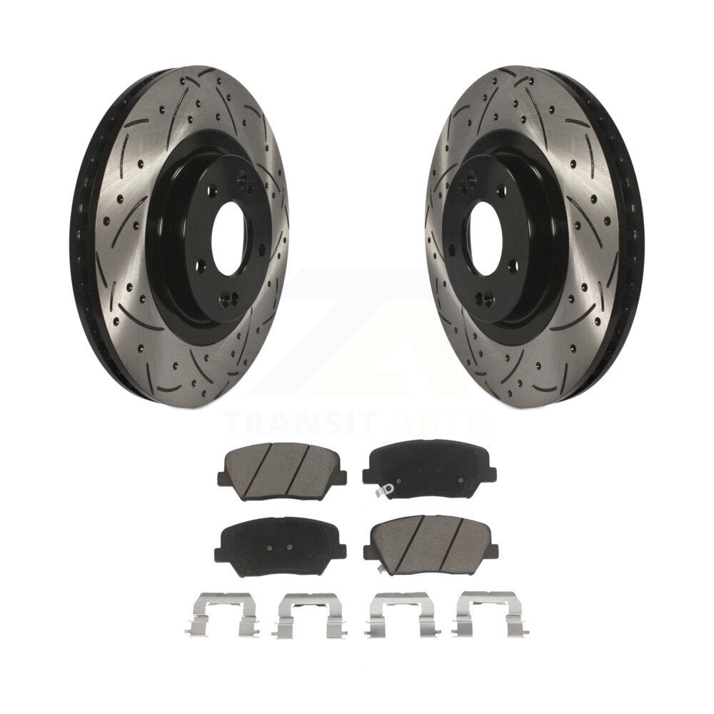 Kit de plaquettes en céramique pour Rotor de frein à disque, fente de perçage avant, pour Hyundai Santa Fe Sport Ki