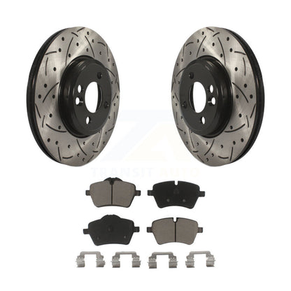 Rotor de frein à disque à fente avant percée et Kit de plaquettes en céramique pour Mini Cooper Countryma