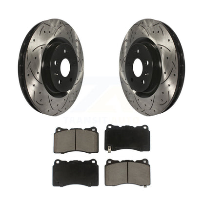 Rotor de frein à disque à fente avant percée et Kit de plaquettes en céramique pour Pontiac G8 Buick Rega