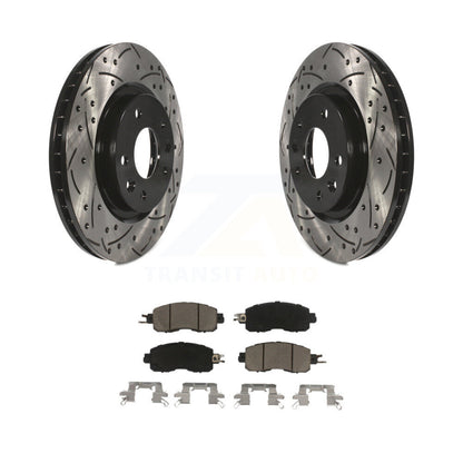 Rotors de frein à disque fendus percés à revêtement avant et kit de plaquettes en céramique pour Nissan LEA