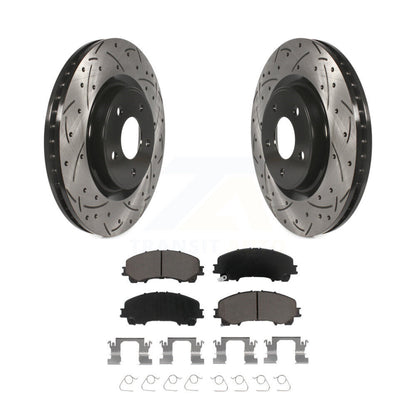 Rotor de frein à disque fendu percé à revêtement avant et Kit de plaquettes en céramique pour Nissan Rogu