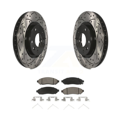 Rotors de frein à disque fendus percés à revêtement avant et kit de plaquettes en céramique pour Nissan LEA