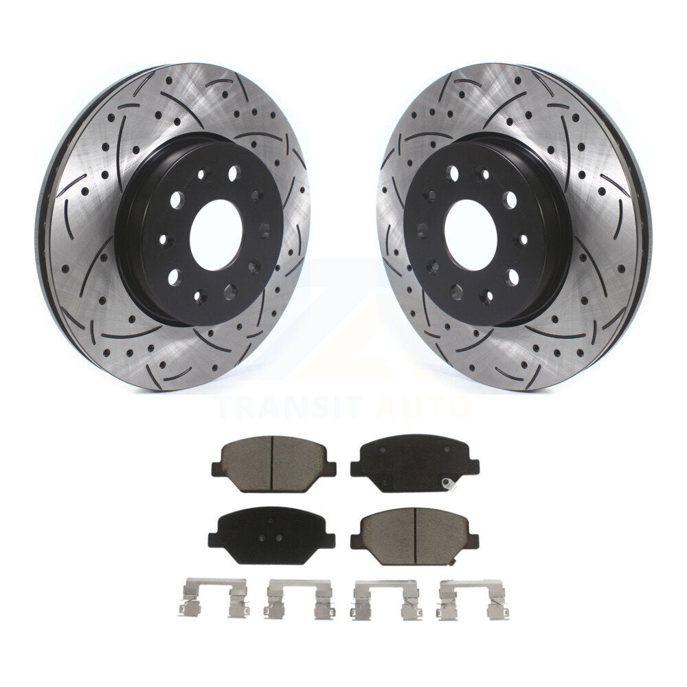 Kit de plaquettes en céramique pour rotors de frein à disque à fente forée avec revêtement avant pour Chevrolet Camar