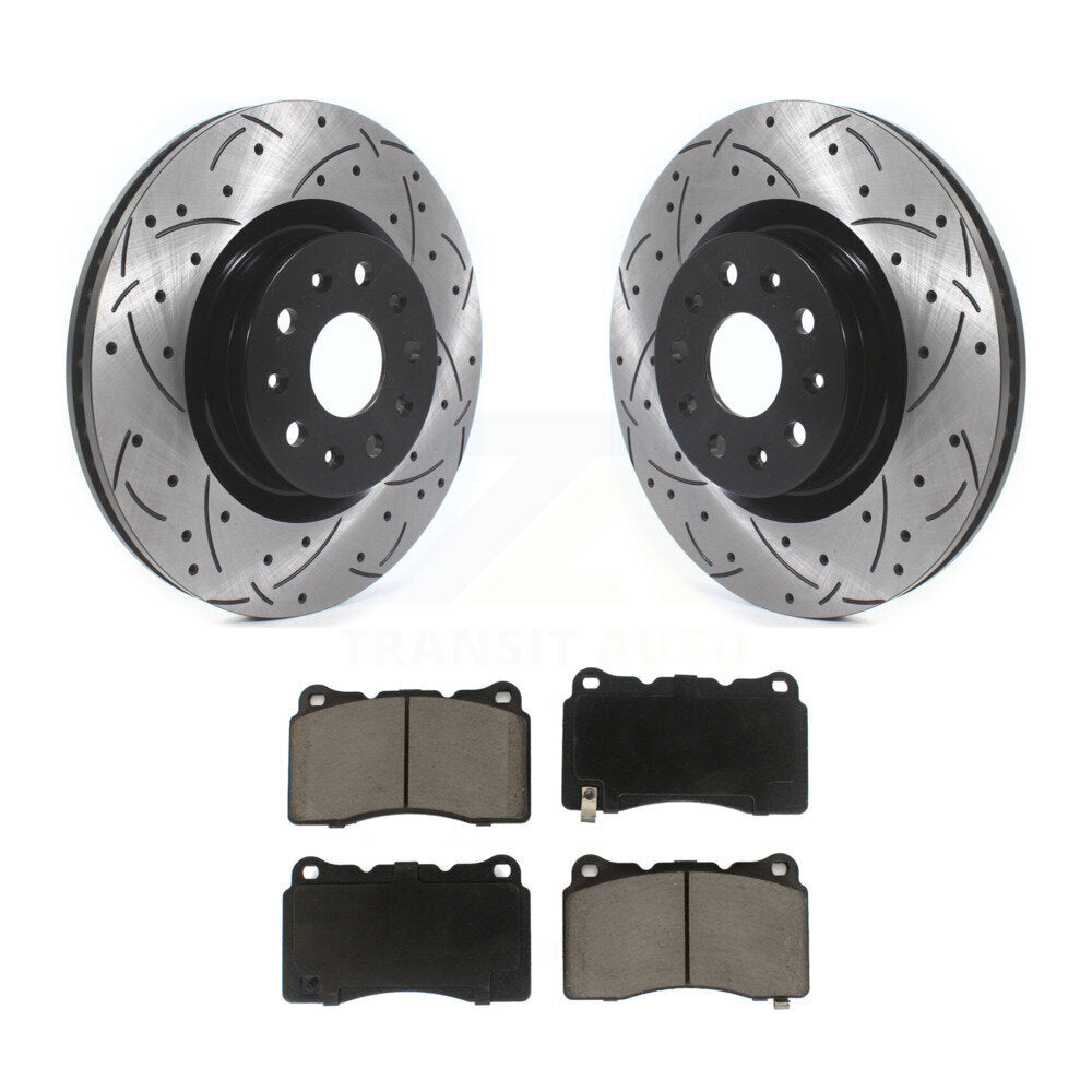 Kit de plaquettes en céramique pour Rotors de frein à disque à fente forée avec revêtement avant pour Cadillac CTS CT