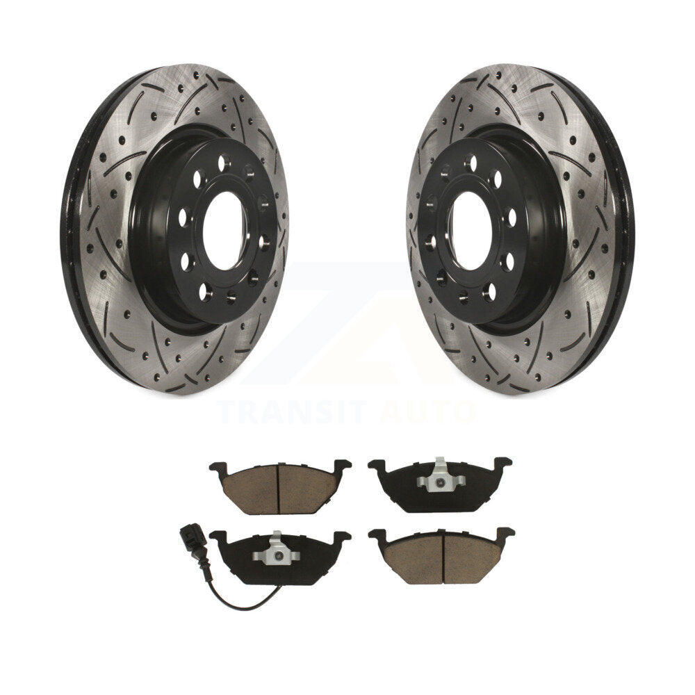 Kit de plaquettes en céramique pour rotors de frein à disque à fente forée avec revêtement avant pour Volkswagen Jett