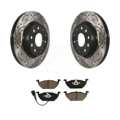 Kit de plaquettes en céramique pour rotors de frein à disque à fente forée avec revêtement avant pour Volkswagen Jett