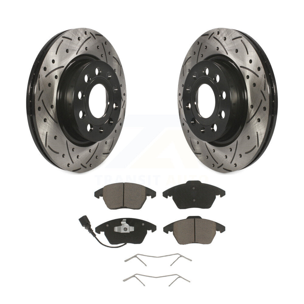 Kit de plaquettes en céramique pour Rotors de frein à fente de forage avant, pour Volkswagen GTI Audi A3 Quattr