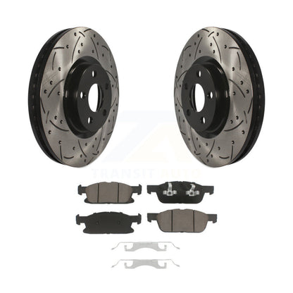 Rotors de frein à disque fendus percés à revêtement avant et kit de plaquettes en céramique pour Ford Edge
