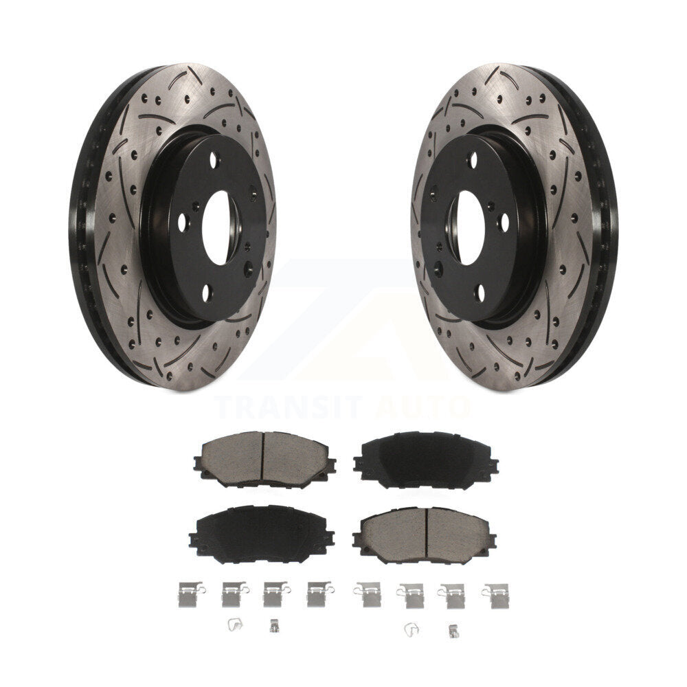 Kit de plaquettes de frein en céramique, Rotors de frein à fente avant percés pour Toyota RAV4 Prius V Scion x