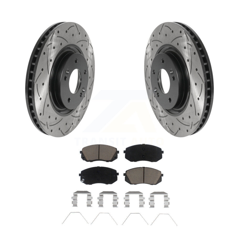 Kit de plaquettes en céramique pour Rotors de frein à disque, fente de perçage avant, pour Hyundai Sonata Kia Optim