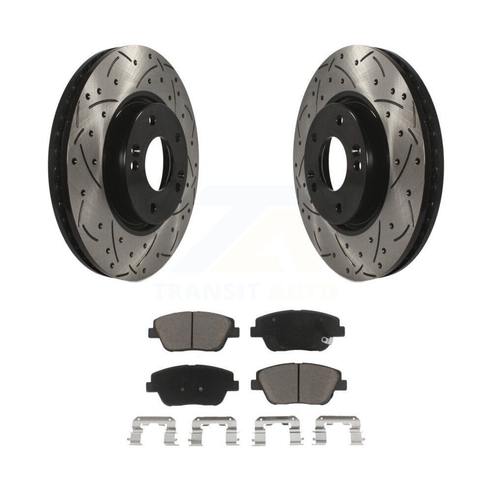 Kit de plaquettes en céramique pour Rotors de frein à disque, fente de perçage avant, pour Hyundai Sonata Kia Optim
