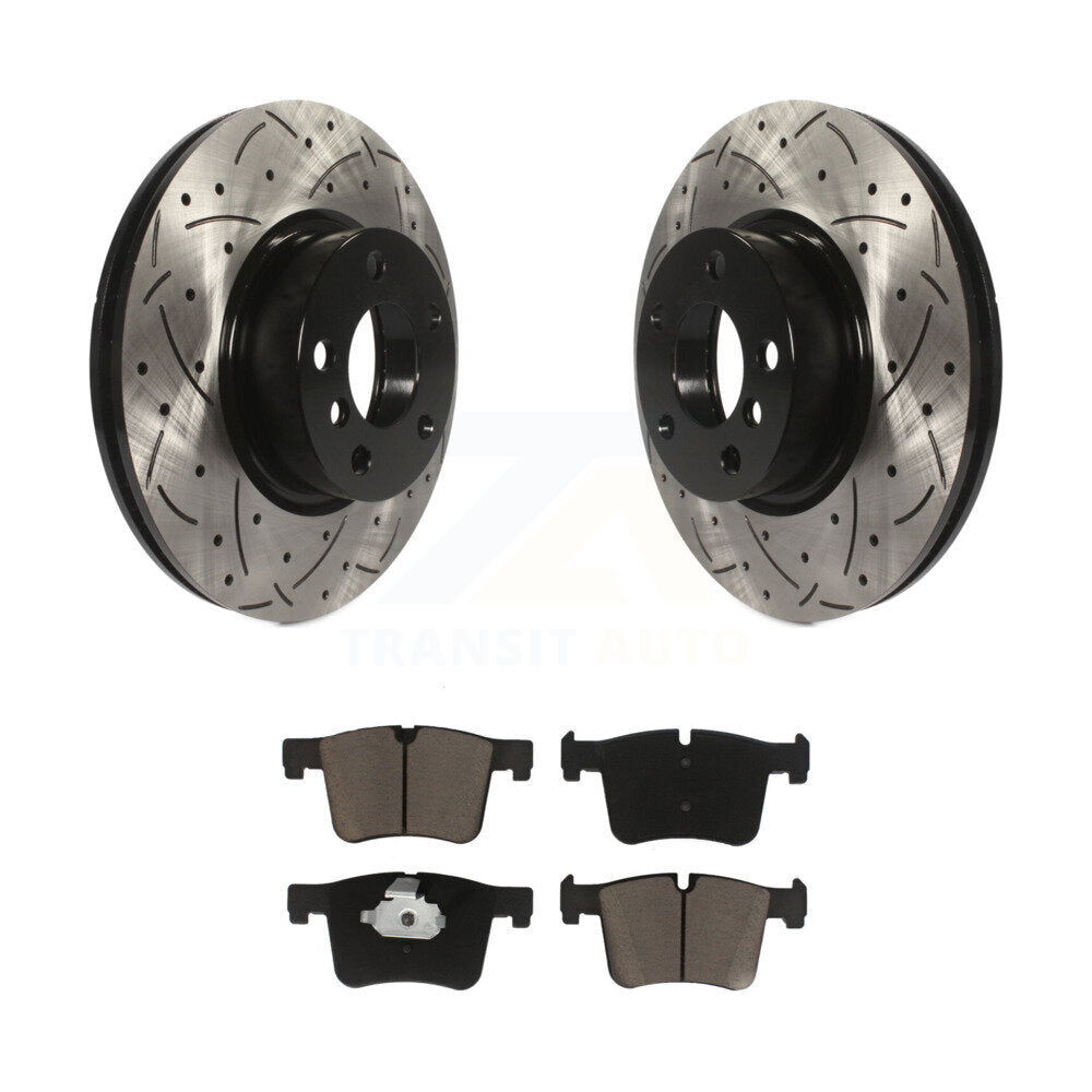 Rotors de frein à disque fendus percés à revêtement avant et kit de plaquettes en céramique pour BMW X3 X