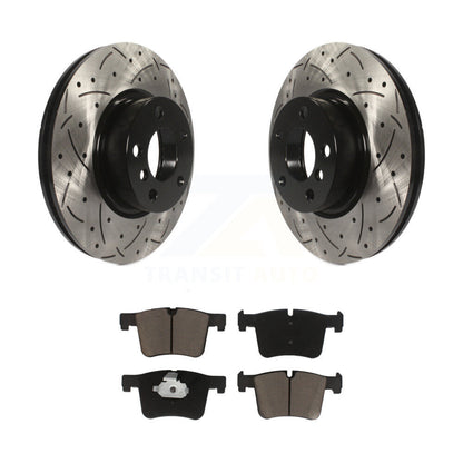 Rotors de frein à disque fendus percés à revêtement avant et kit de plaquettes en céramique pour BMW X3 X
