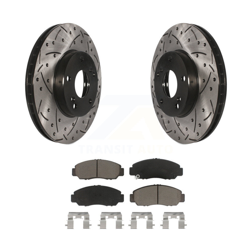Kit de plaquettes de frein en céramique, Rotors de frein à fente avant percés pour Honda Civic Accord Acura CS
