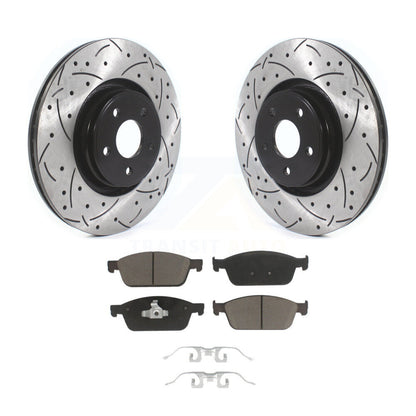 Rotor de frein à disque à fente avant percée et Kit de plaquettes en céramique pour Ford Focus Lincoln MK
