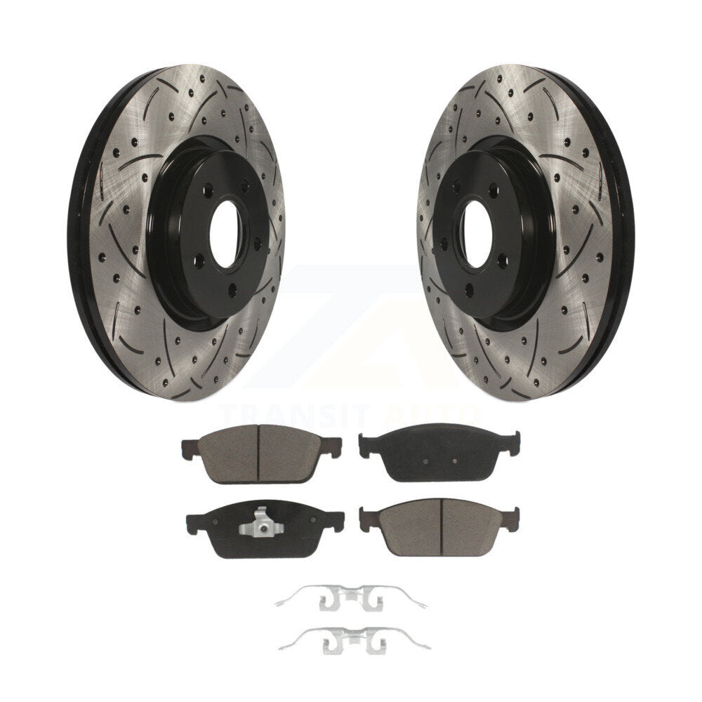 Kit de plaquettes en céramique pour rotors de frein à disque à fente avant percée pour Ford Focus S 2013 – 2018