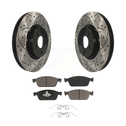 Kit de plaquettes en céramique pour rotors de frein à disque à fente avant percée pour Ford Focus S 2013 – 2018