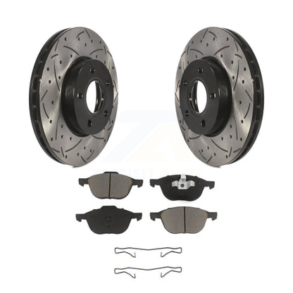 Kit de plaquettes en céramique pour rotors de frein à disque à fente forée avec revêtement avant pour Ford Focus c-ma