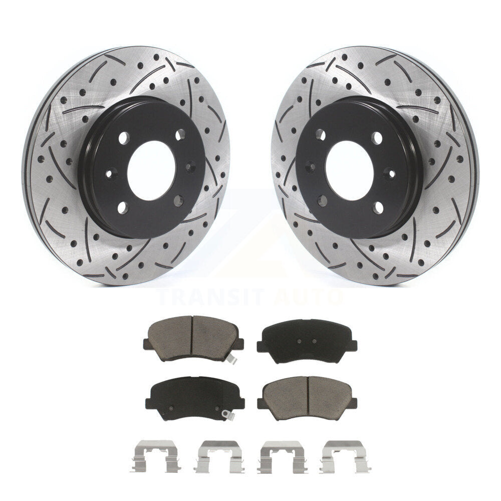 Kit de Rotor de frein à disque et de plaquettes en céramique, fente avant percée, pour Hyundai Accent Kia Ri