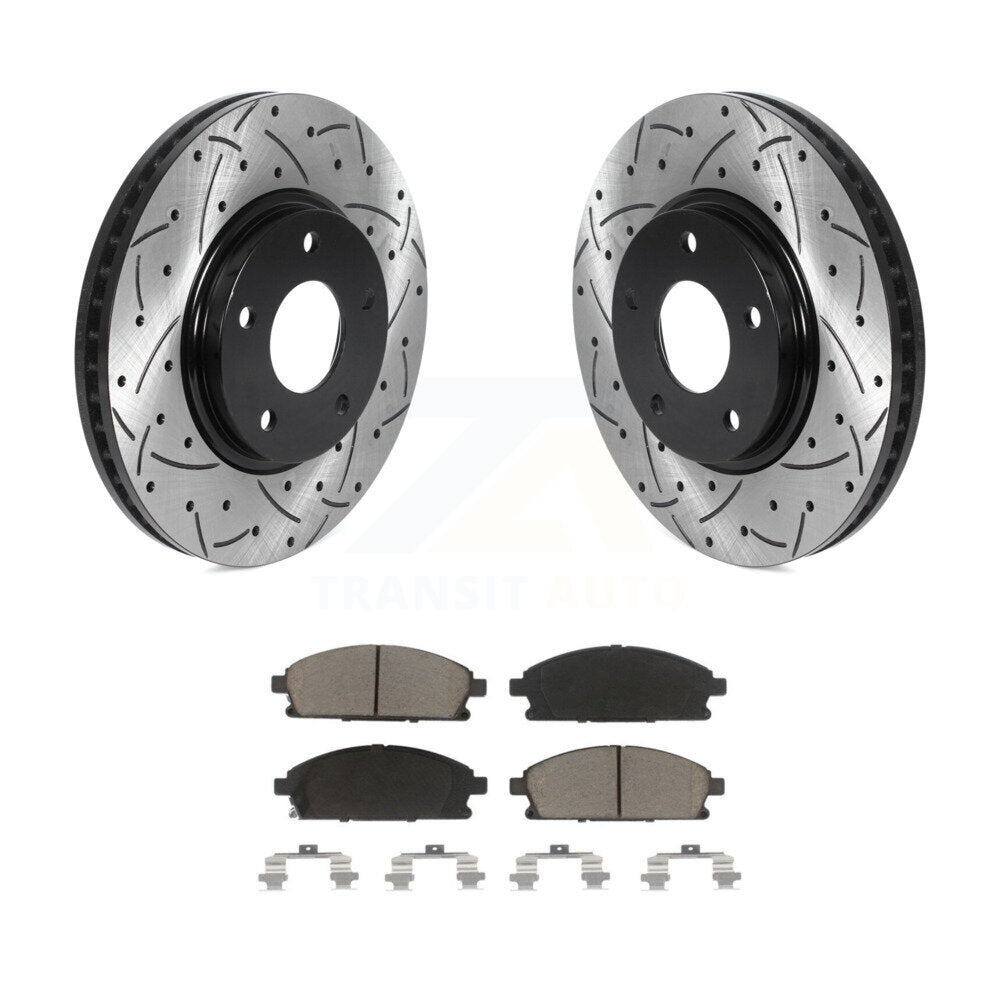 Rotor de frein à disque à fente avant et kit de plaquettes en céramique pour Nissan Ques 2004 – 2009