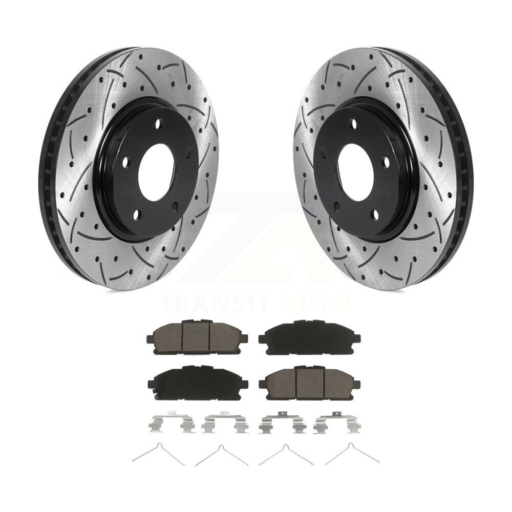 Rotor de frein à disque à fente avant et kit de plaquettes en céramique pour Nissan Ques 2011 – 2017