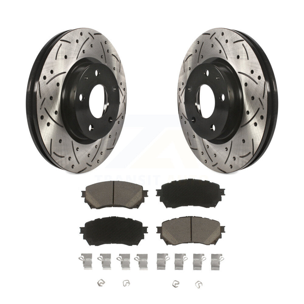 Rotors de frein à disque fendus percés à revêtement avant et kit de plaquettes en céramique pour Mazda 6
