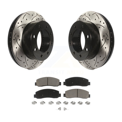Rotor de frein à fente avant percé et Kit de plaquettes en céramique pour Ford F-250 Super Duty F-35