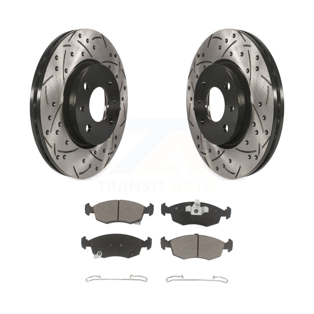 Rotors de frein à disque fendus percés à revêtement avant et kit de plaquettes en céramique pour Fiat 50